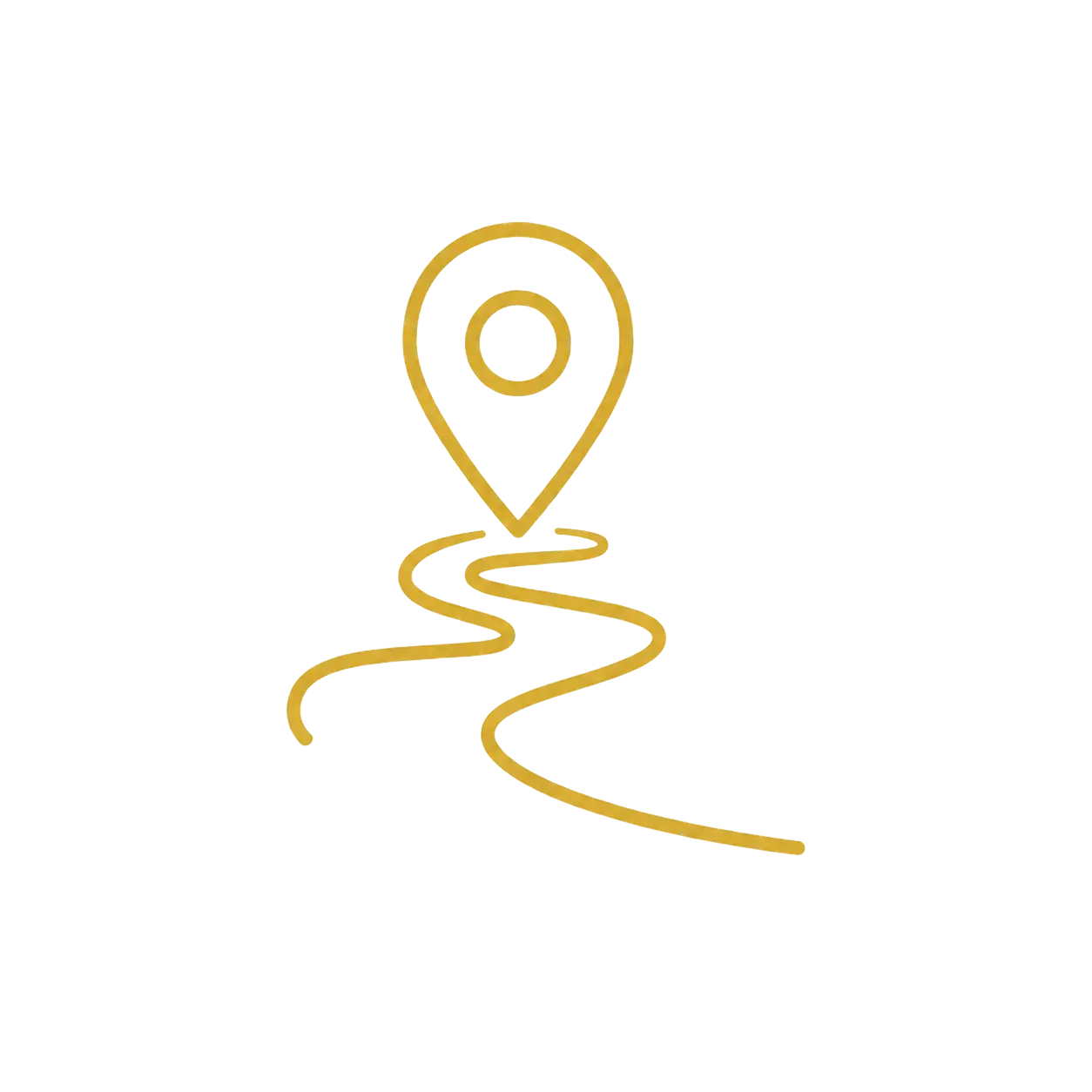 Location pin with a winding path, inviting users to enquire about directions or contact information.