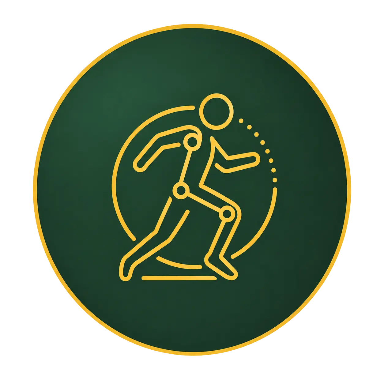 Stylized icon of a runner symbolizing the concept of a Corporate Athlete and peak performance in business.