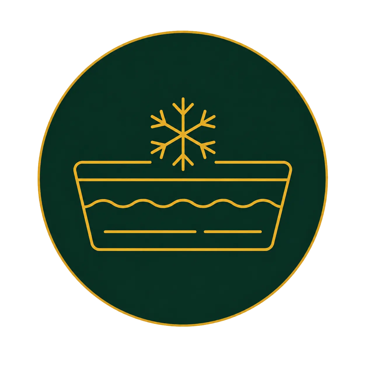 Icon representing Contrast Therapy with a snowflake above a water-filled container, symbolizing cold immersion.